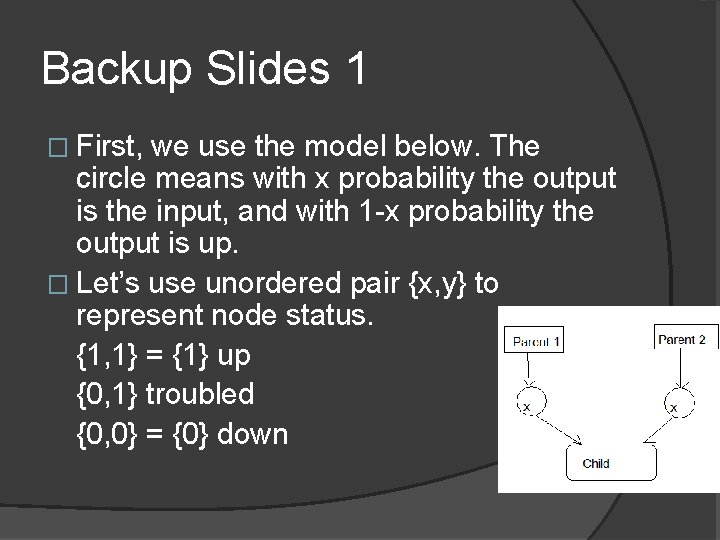 Backup Slides 1 � First, we use the model below. The circle means with