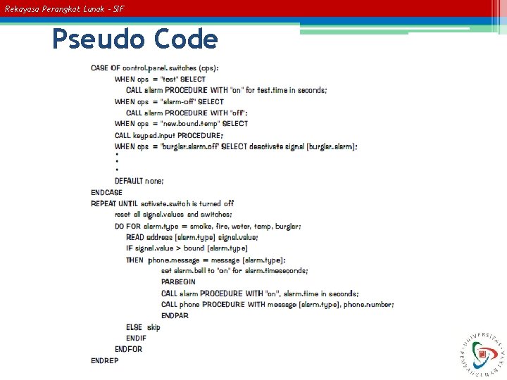 Rekayasa Perangkat Lunak – SIF Pseudo Code 