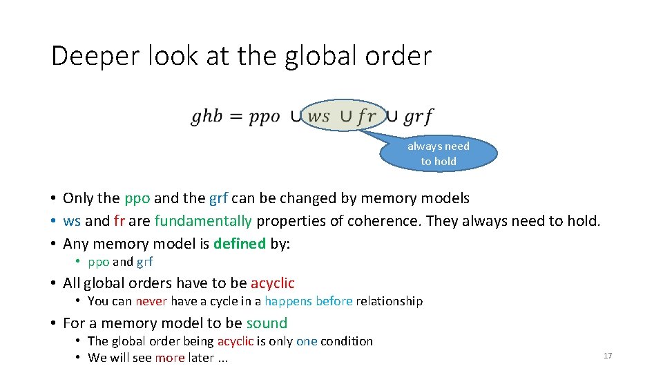 Deeper look at the global order always need to hold • Only the ppo Deeper look at the global order always need to hold • Only the ppo