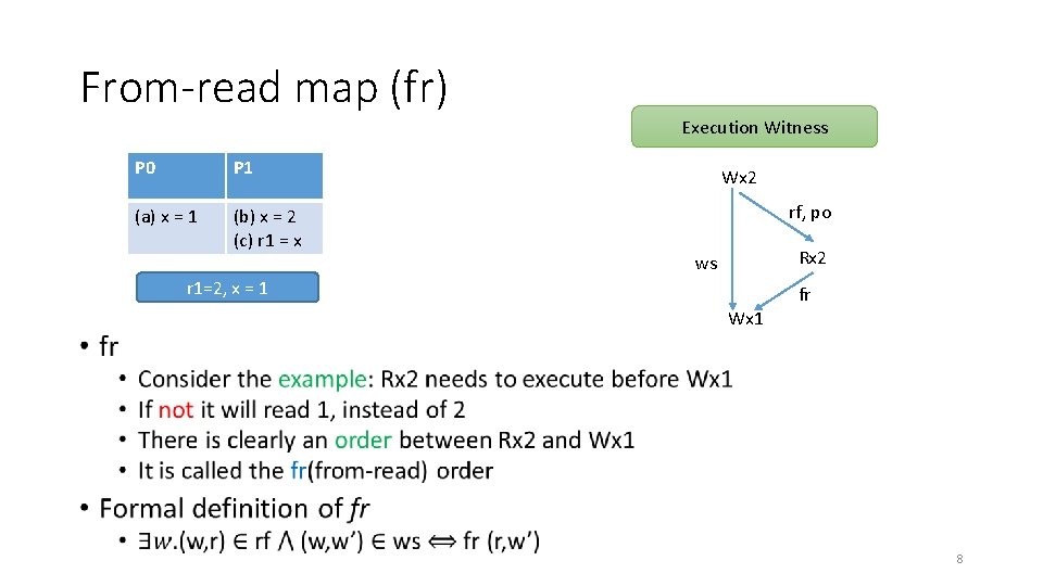 From-read map (fr) P 0 P 1 (a) x = 1 (b) x = From-read map (fr) P 0 P 1 (a) x = 1 (b) x =