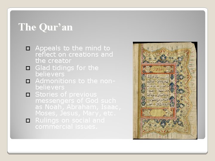 The Qur’an Appeals to the mind to reflect on creations and the creator Glad