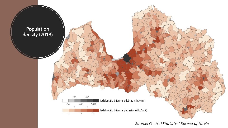 Population density (2018) Source: Central Statistical Bureau of Latvia 