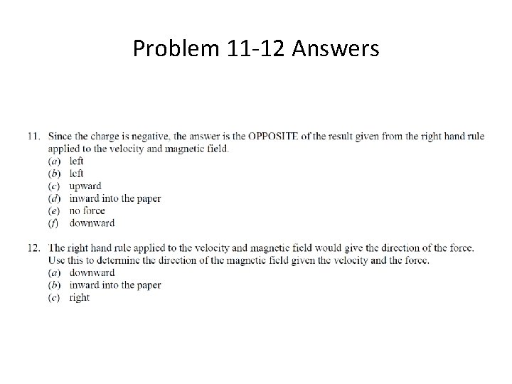 Problem 11 -12 Answers 