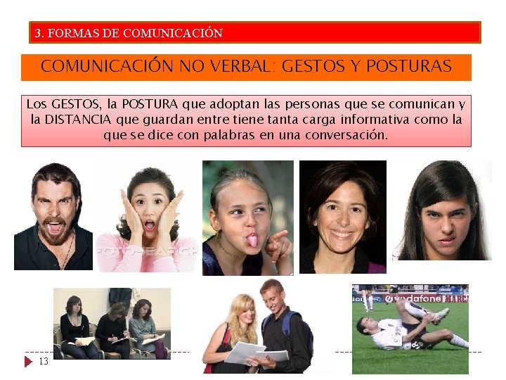 3. FORMAS DE COMUNICACIÓN NO VERBAL: GESTOS Y POSTURAS Los GESTOS, la POSTURA que