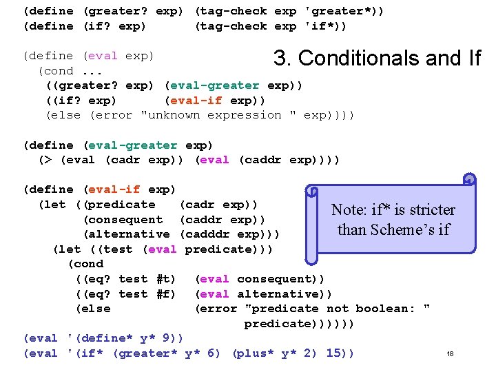 (define (greater? exp) (tag-check exp 'greater*)) (define (if? exp) (tag-check exp 'if*)) (define (eval