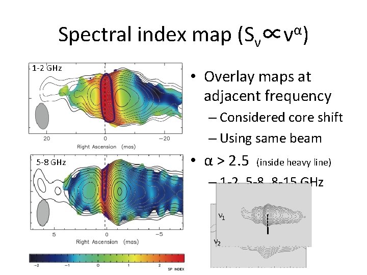 Spectral index map (Sν∝να) 1 -2 GHz • Overlay maps at adjacent frequency –