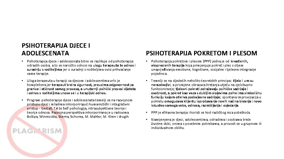 PSIHOTERAPIJA DJECE I ADOLESCENATA PSIHOTERAPIJA POKRETOM I PLESOM • Psihoterapija djece i adolescenata bitno