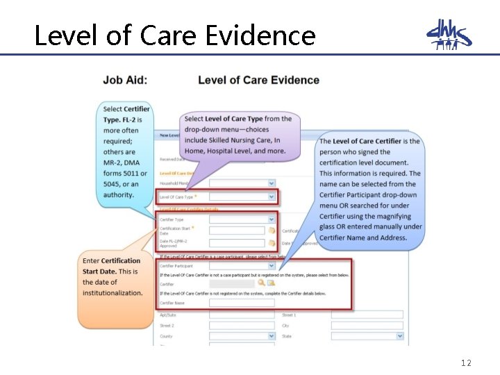 Level of Care Evidence 12 