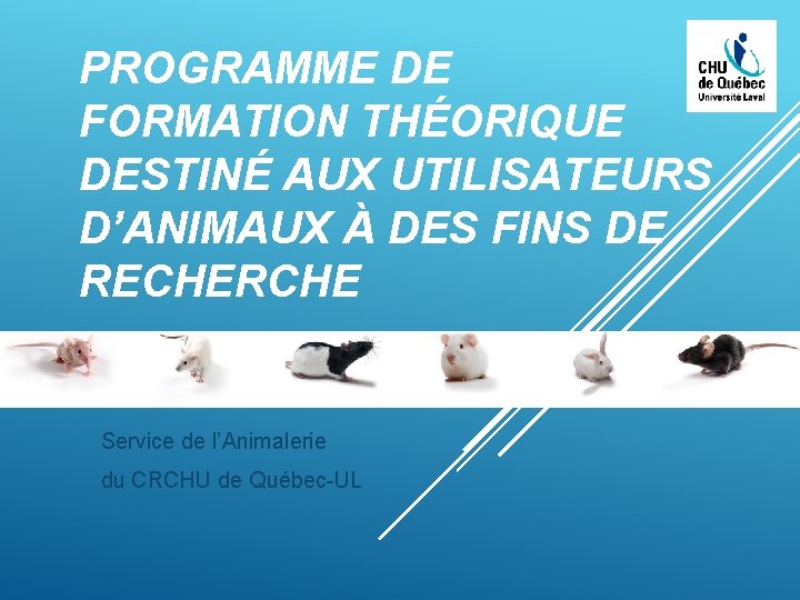 PROGRAMME DE FORMATION THÉORIQUE DESTINÉ AUX UTILISATEURS D’ANIMAUX À DES FINS DE RECHERCHE Service