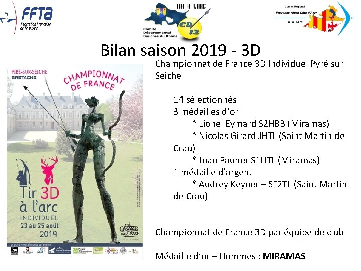 Bilan saison 2019 - 3 D Championnat de France 3 D Individuel Pyré sur