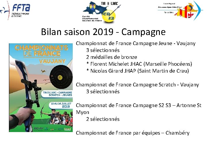 Bilan saison 2019 - Campagne Championnat de France Campagne Jeune - Vaujany 3 sélectionnés