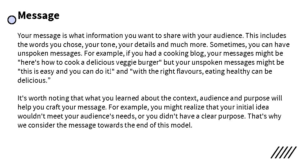 Message Your message is what information you want to share with your audience. This Message Your message is what information you want to share with your audience. This