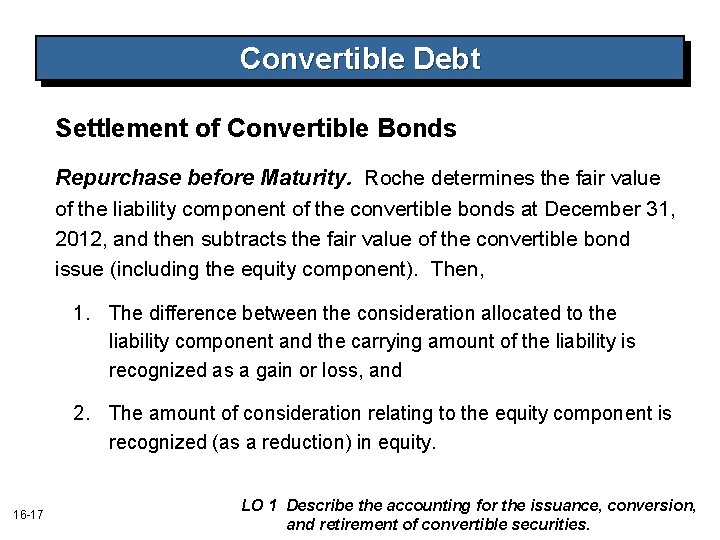 Convertible Debt Settlement of Convertible Bonds Repurchase before Maturity. Roche determines the fair value