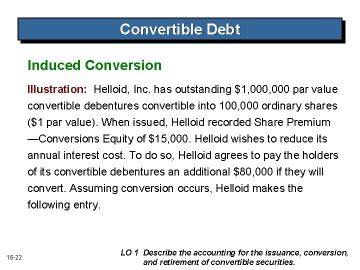 Convertible Debt Induced Conversion Illustration: Helloid, Inc. has outstanding $1, 000 par value convertible