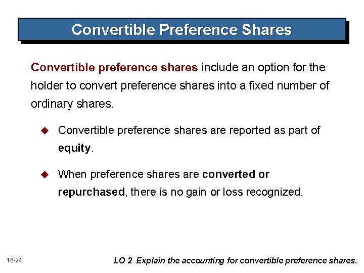 Convertible Preference Shares Convertible preference shares include an option for the holder to convert