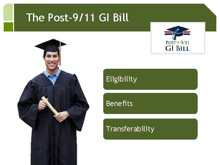 The Post-9/11 GI Bill Eligibility Benefits Transferability 