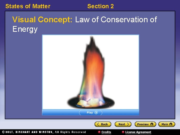 States of Matter Section 2 Visual Concept: Law of Conservation of Energy 