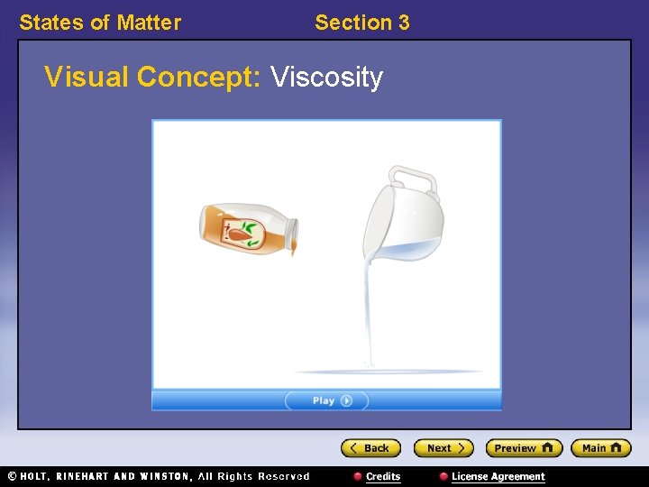 States of Matter Section 3 Visual Concept: Viscosity 