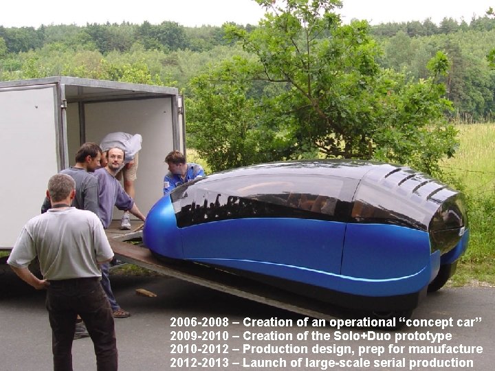 2006 -2008 – Creation of an operational “concept car” 2009 -2010 – Creation of