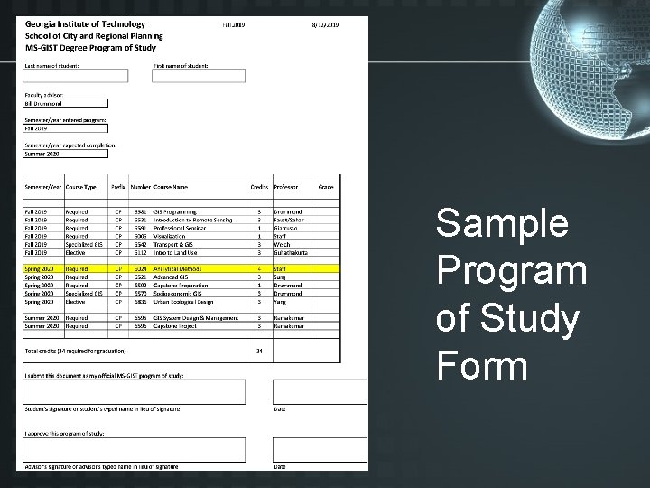 Sample Program of Study Form 