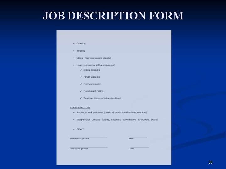 JOB DESCRIPTION FORM 26 