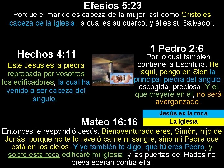 Efesios 5: 23 Porque el marido es cabeza de la mujer, así como Cristo