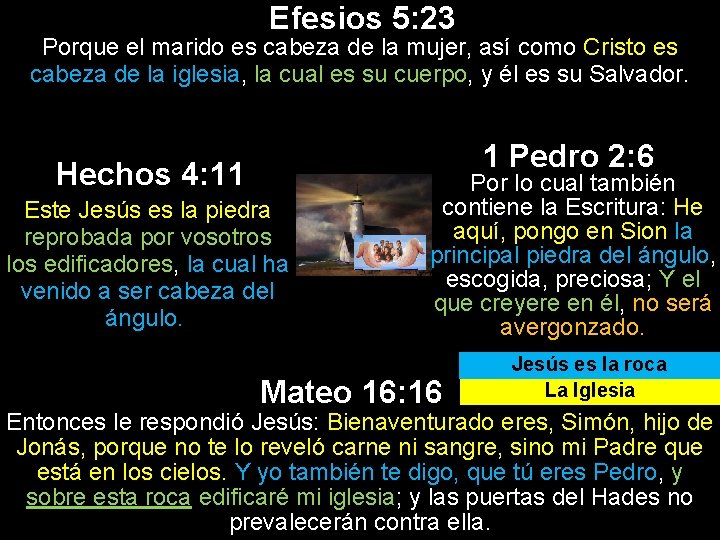 Efesios 5: 23 Porque el marido es cabeza de la mujer, así como Cristo