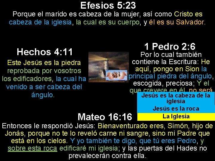 Efesios 5: 23 Porque el marido es cabeza de la mujer, así como Cristo