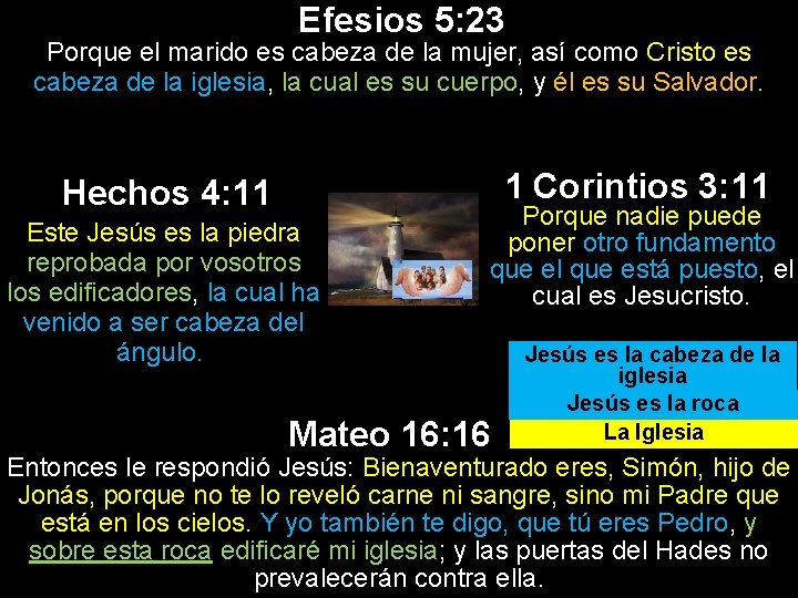 Efesios 5: 23 Porque el marido es cabeza de la mujer, así como Cristo