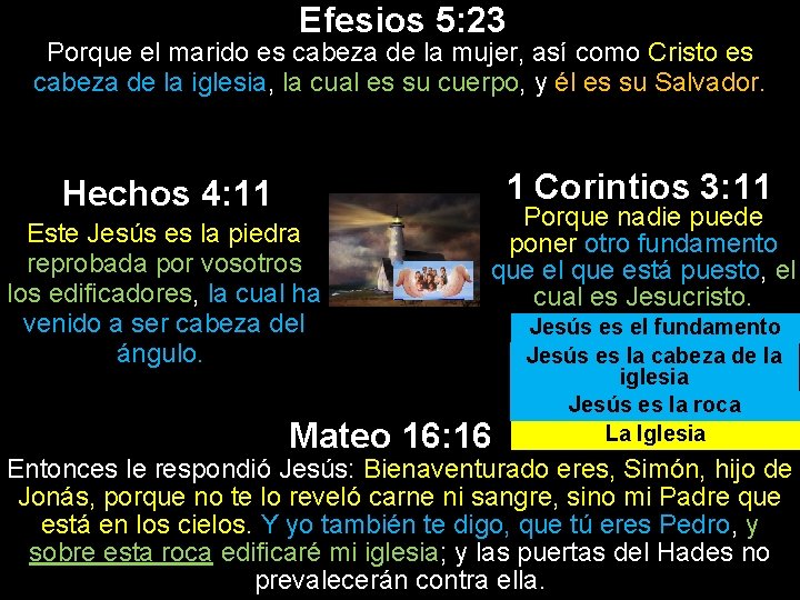 Efesios 5: 23 Porque el marido es cabeza de la mujer, así como Cristo