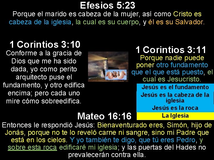 Efesios 5: 23 Porque el marido es cabeza de la mujer, así como Cristo