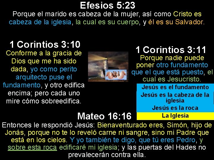 Efesios 5: 23 Porque el marido es cabeza de la mujer, así como Cristo