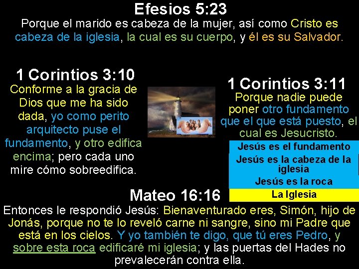 Efesios 5: 23 Porque el marido es cabeza de la mujer, así como Cristo