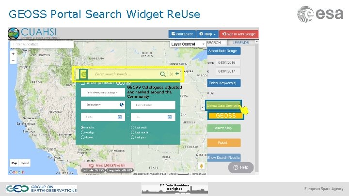 GEOSS Portal Search Widget Re. Use GEOSS Catalogues adjusted and ranked around the Community