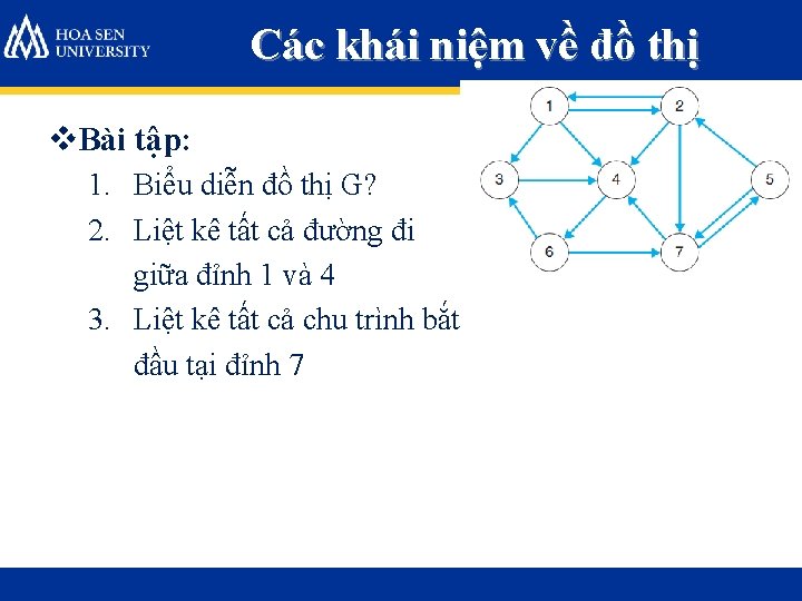 Các khái niệm về đồ thị v. Bài tập: 1. Biểu diễn đồ thị