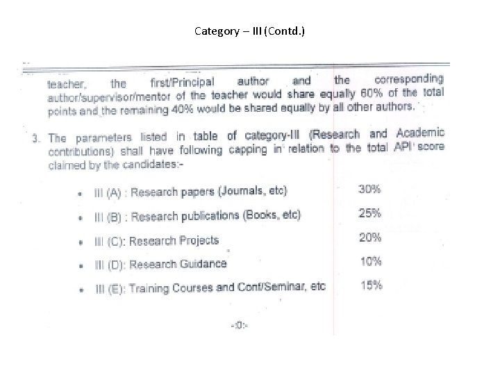 Category – III (Contd. ) 