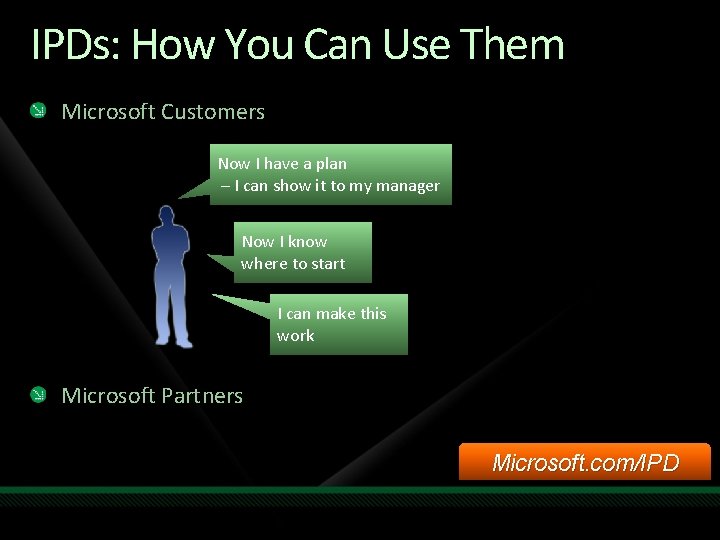 IPDs: How You Can Use Them Microsoft Customers Now I have a plan –