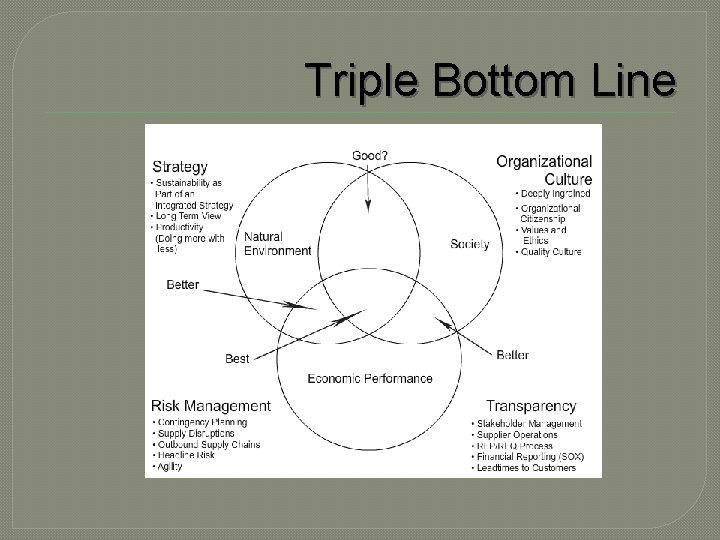 Triple Bottom Line Triple Bottom Line