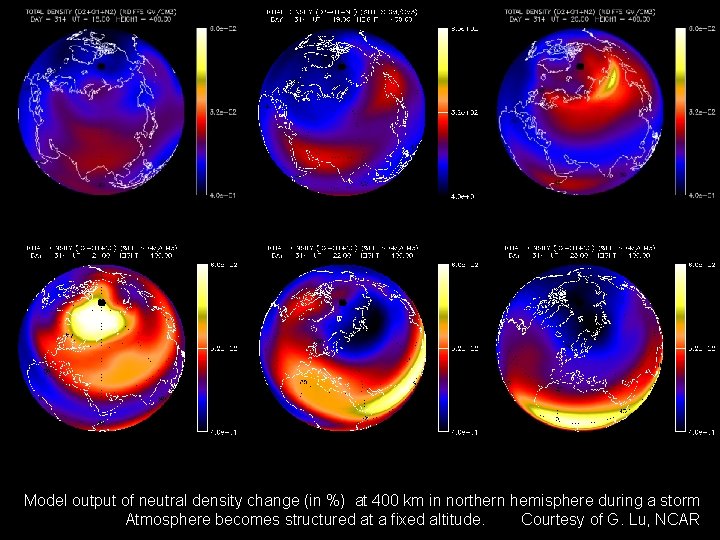 Model output of neutral density change (in %) at 400 km in northern hemisphere