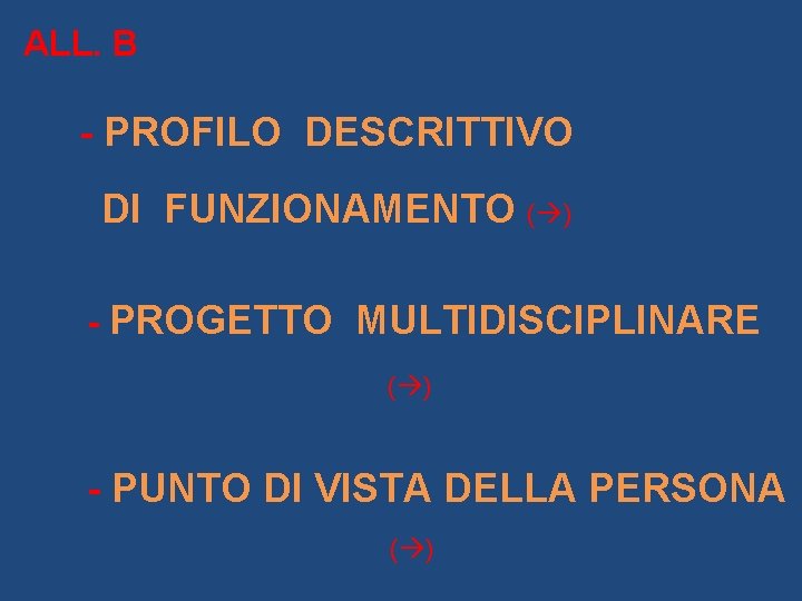 ALL. B - PROFILO DESCRITTIVO DI FUNZIONAMENTO ( ) - PROGETTO MULTIDISCIPLINARE ( )