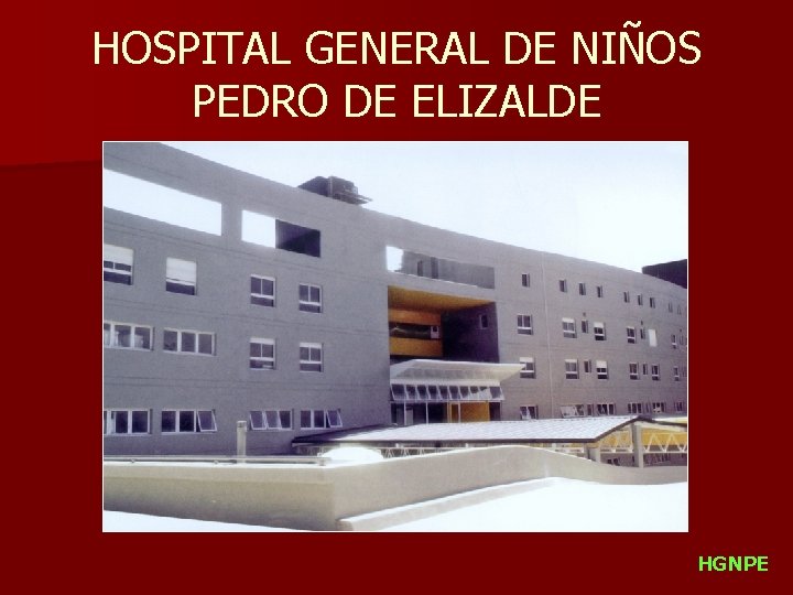 HOSPITAL GENERAL DE NIÑOS PEDRO DE ELIZALDE HGNPE 