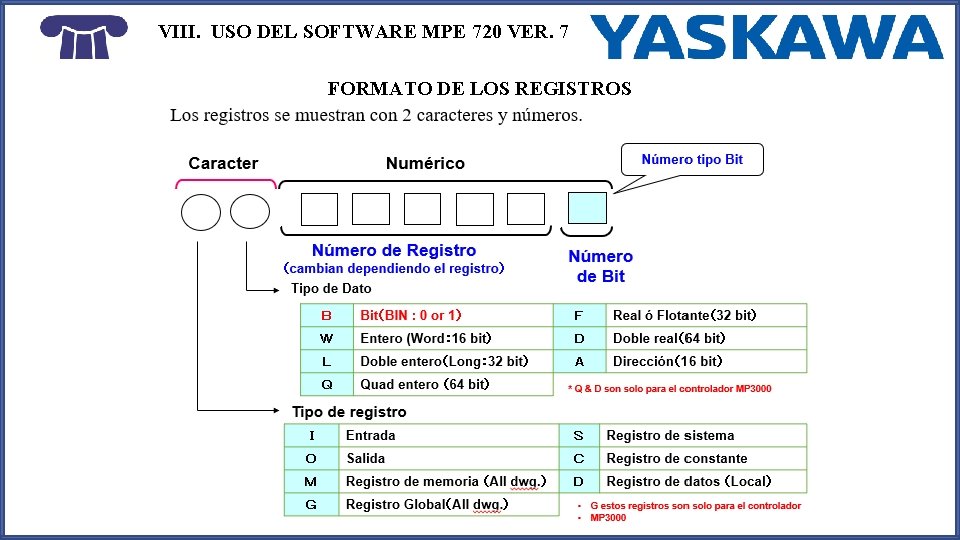 VIII. USO DEL SOFTWARE MPE 720 VER. 7 FORMATO DE LOS REGISTROS 