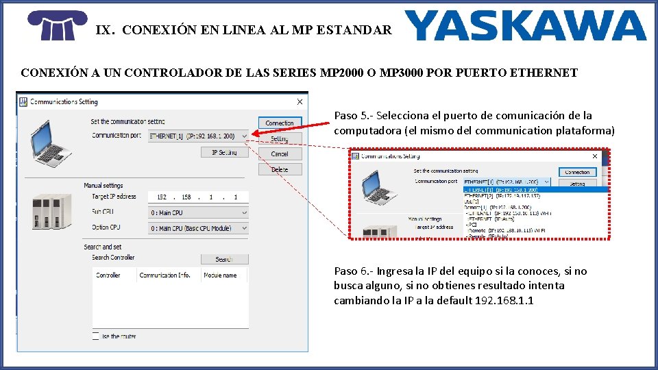 IX. CONEXIÓN EN LINEA AL MP ESTANDAR CONEXIÓN A UN CONTROLADOR DE LAS SERIES