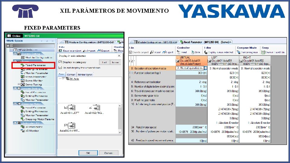 XII. PARÁMETROS DE MOVIMIENTO FIXED PARAMETERS 