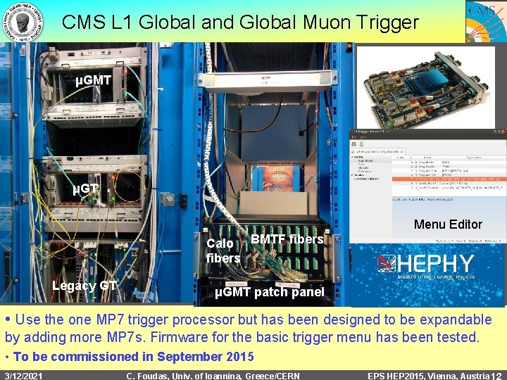 CMS L 1 Global and Global Muon Trigger μGMT μGT Menu Editor Calo BMTF