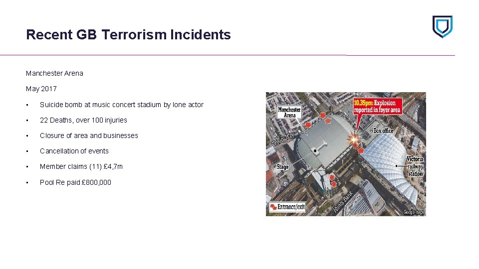 Recent GB Terrorism Incidents Manchester Arena May 2017 • Suicide bomb at music concert