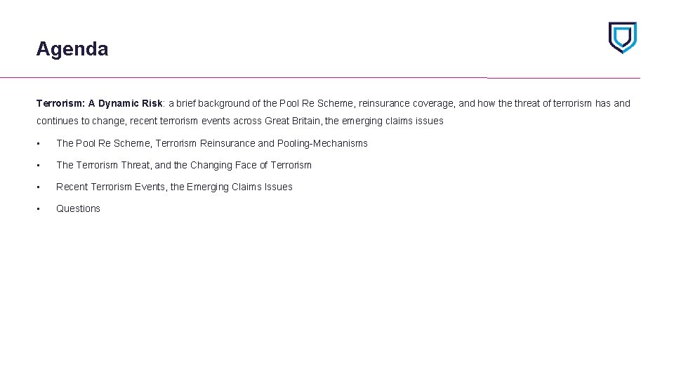 Agenda Terrorism: A Dynamic Risk: a brief background of the Pool Re Scheme, reinsurance