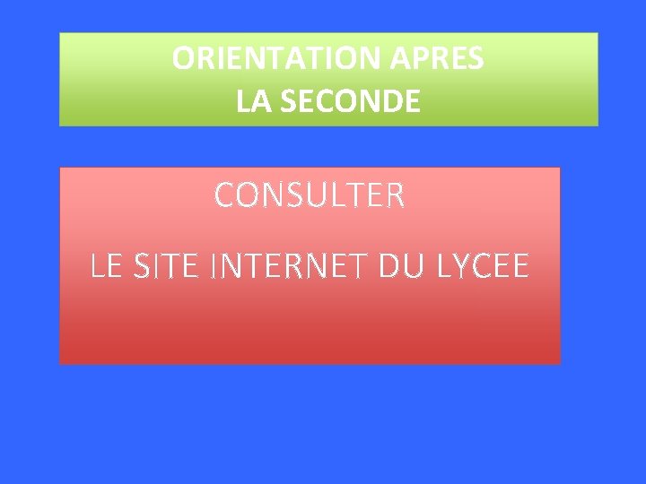 ORIENTATION APRES LA SECONDE CONSULTER LE SITE INTERNET DU LYCEE 
