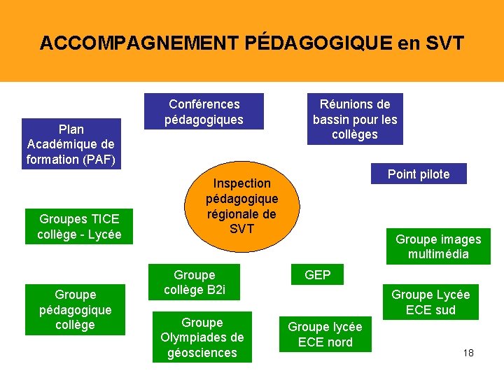 ACCOMPAGNEMENT PÉDAGOGIQUE en SVT Plan Académique de formation (PAF) Groupes TICE collège - Lycée