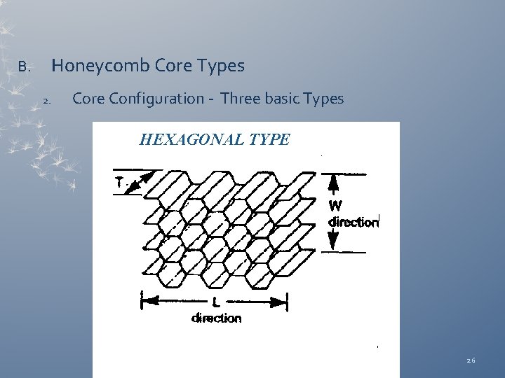 Honeycomb Core Types B. 2. Core Configuration - Three basic Types HEXAGONAL TYPE 26
